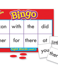 Sight Words Bingo - Language Building Skill Game for Home or Classroom (T6064), Build Vocabulary with 46 Most-Used Words, 3 - 36 players, Age 5 and up, Cover the Spaces Needed to Win & Call Bingo
