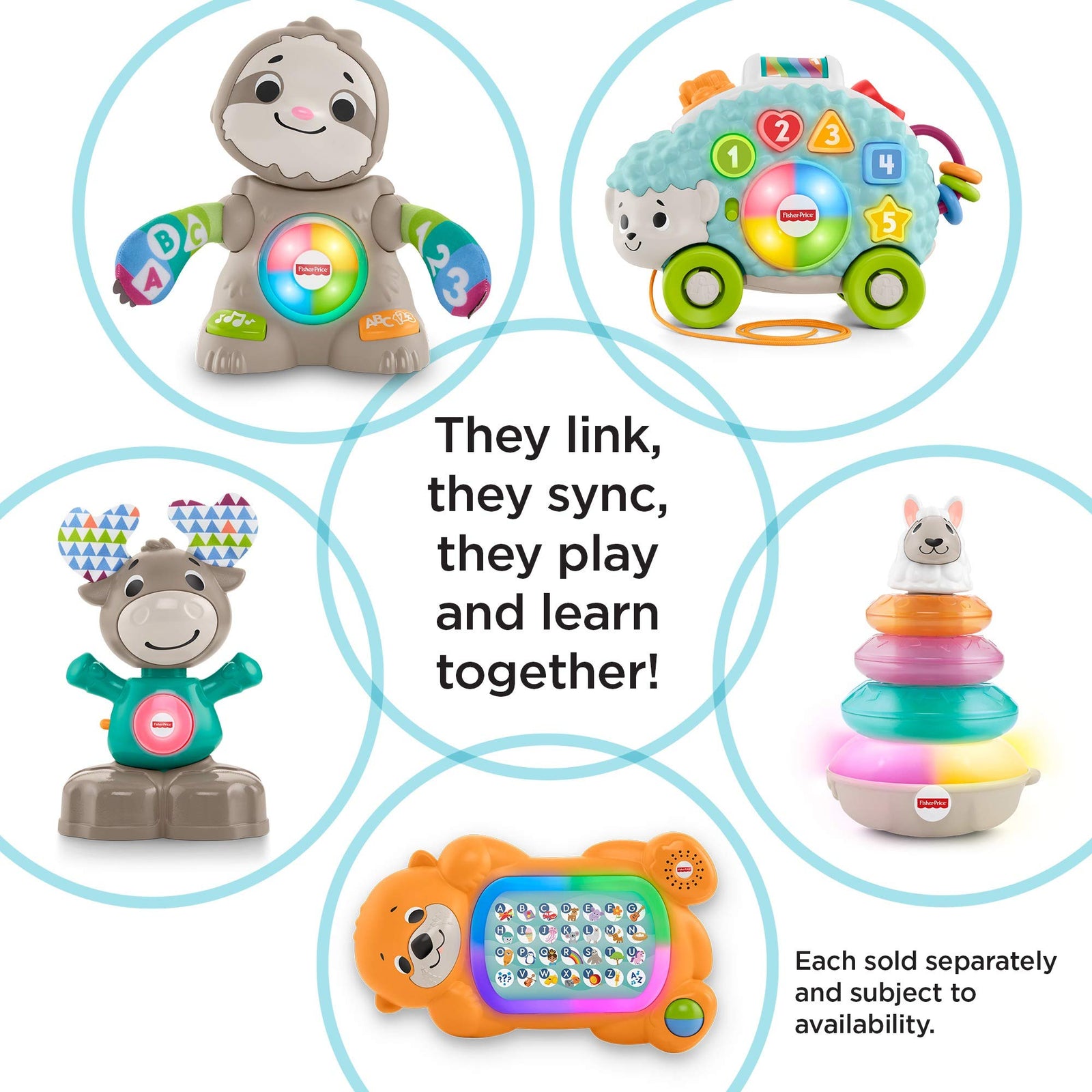 Fisher-Price Linkimals A to Z Otter - Interactive Educational Toy with Music & Lights for Baby Ages 9 Months & Up, Multicolor