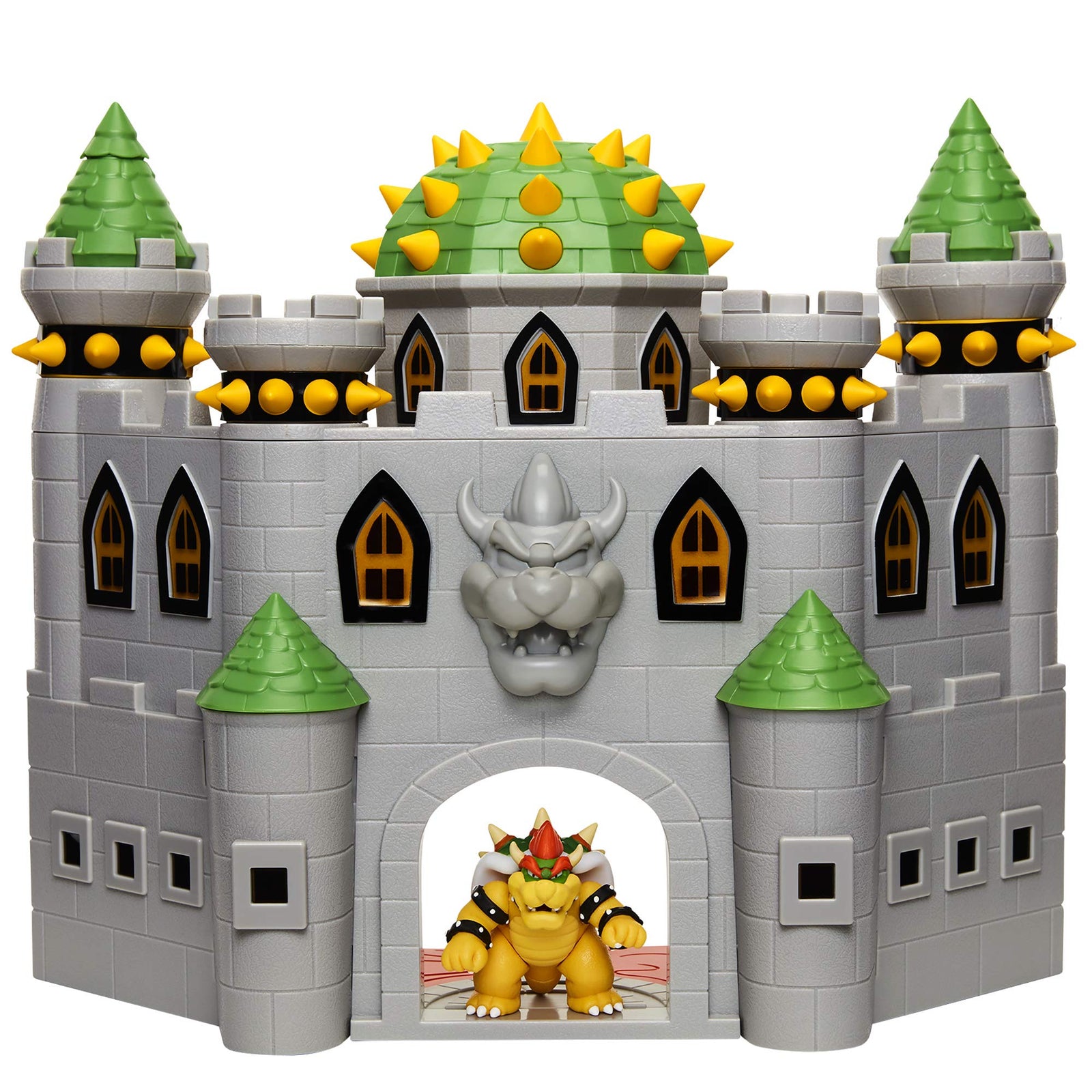 Super Mario 400204 Nintendo Bowser's Castle Super Mario Deluxe Bowser's Castle Playset with 2.5" Exclusive Articulated Bowser Action Figure, Interactive Play Set with Authentic In-Game Sounds