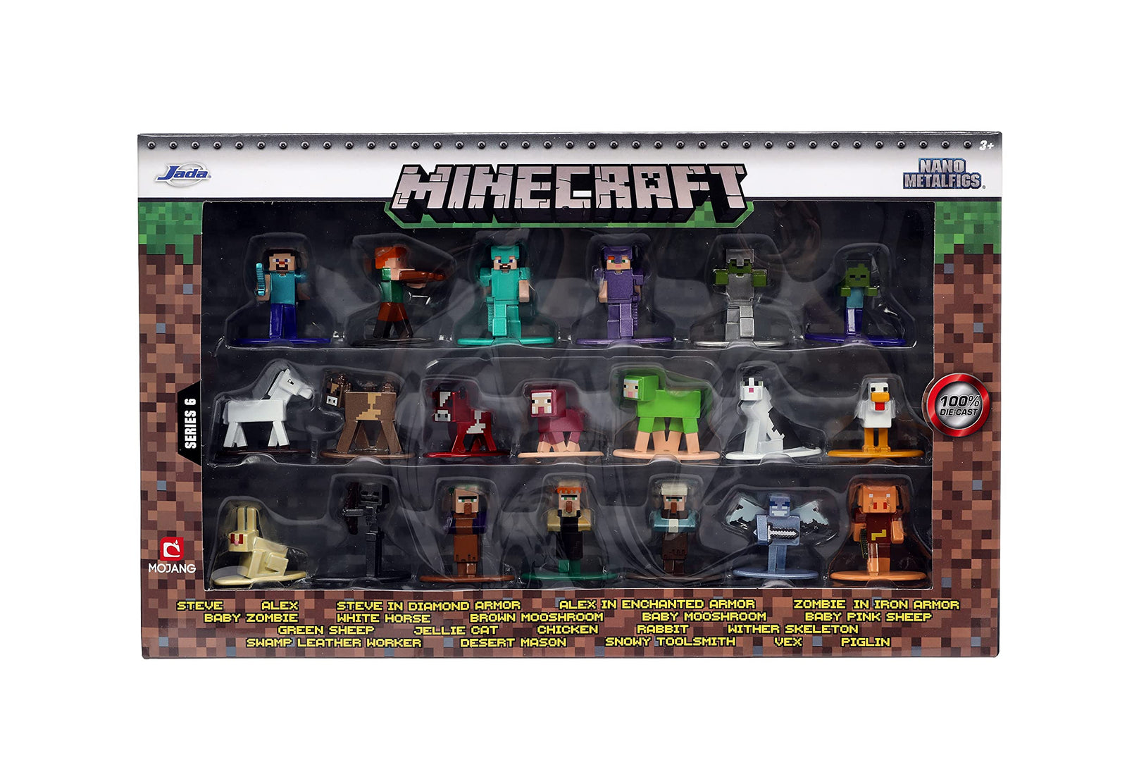 Jada Toys Minecraft 1.65" Die-cast Metal Collectible Figurine 20-Pack Wave 6, Toys for Kids and Adults