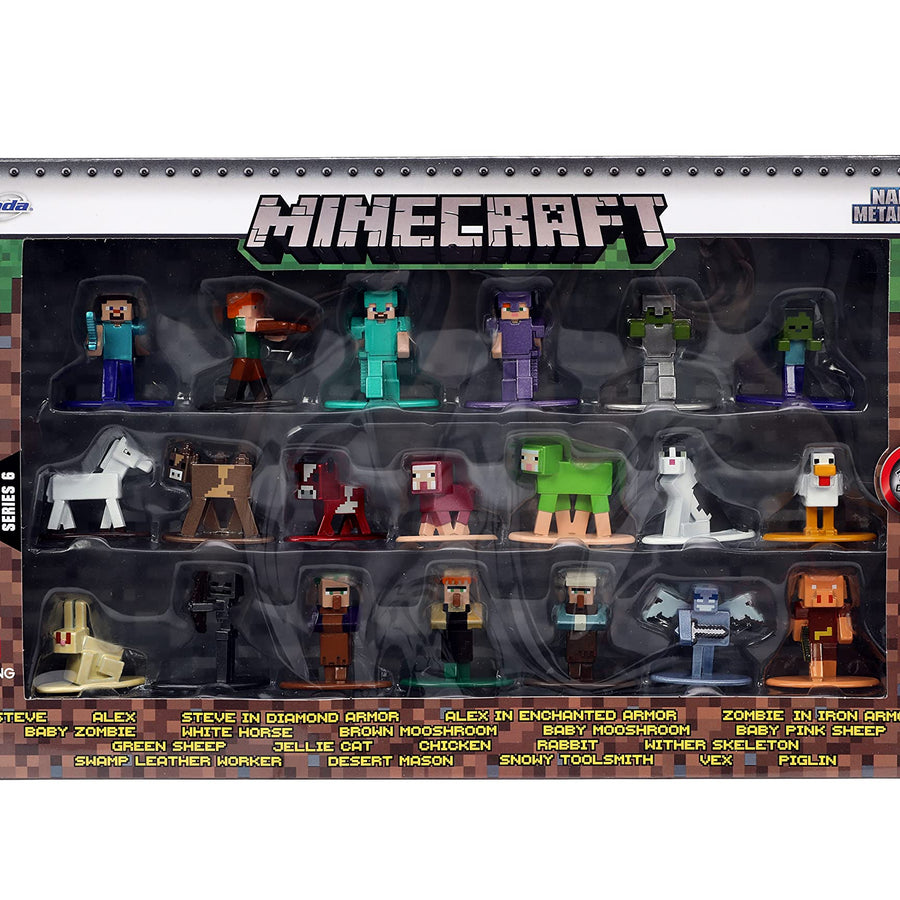 Jada Toys Minecraft 1.65" Die-cast Metal Collectible Figurine 20-Pack Wave 6, Toys for Kids and Adults