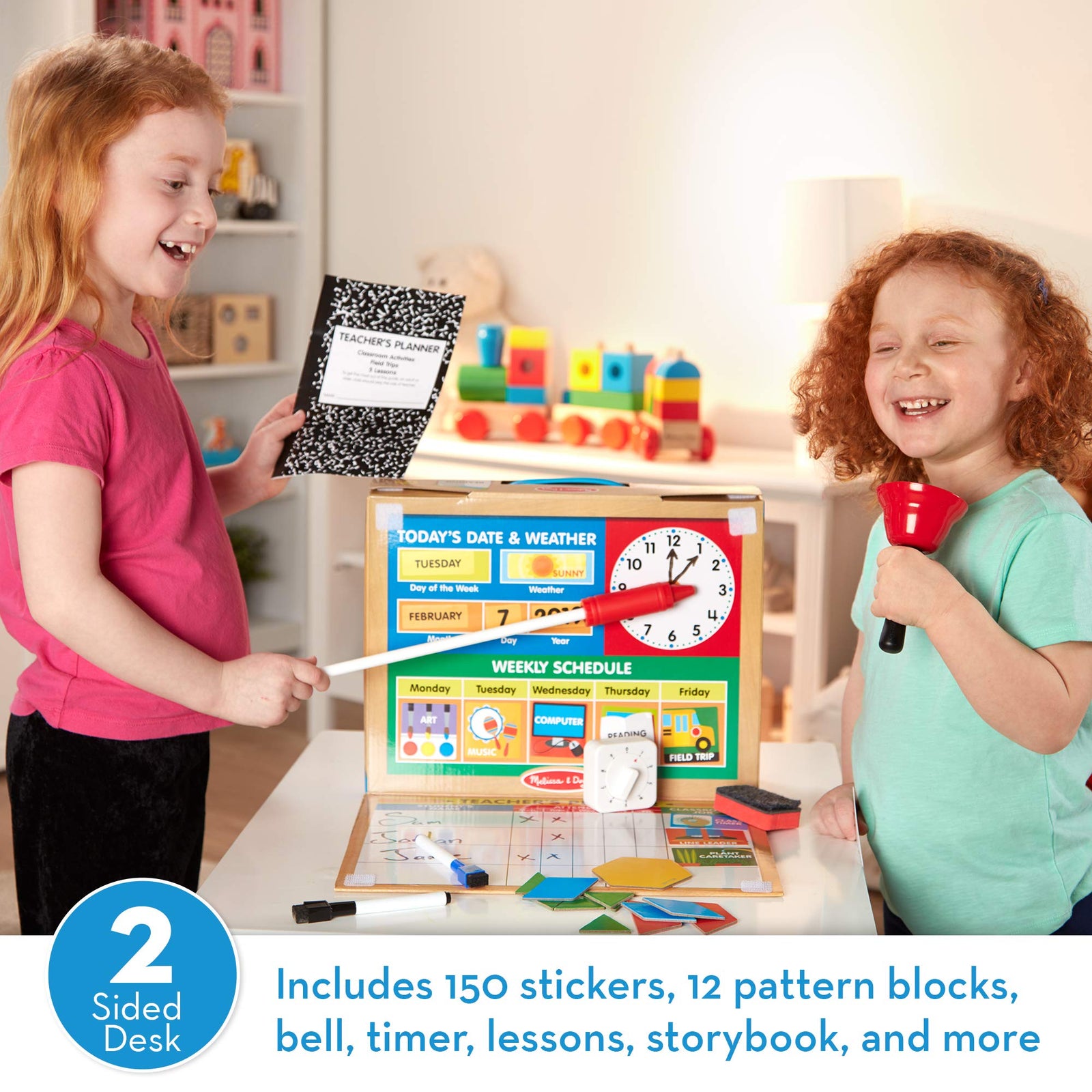 Melissa & Doug School Time! Classroom Play Set Game - Be Teacher or Student