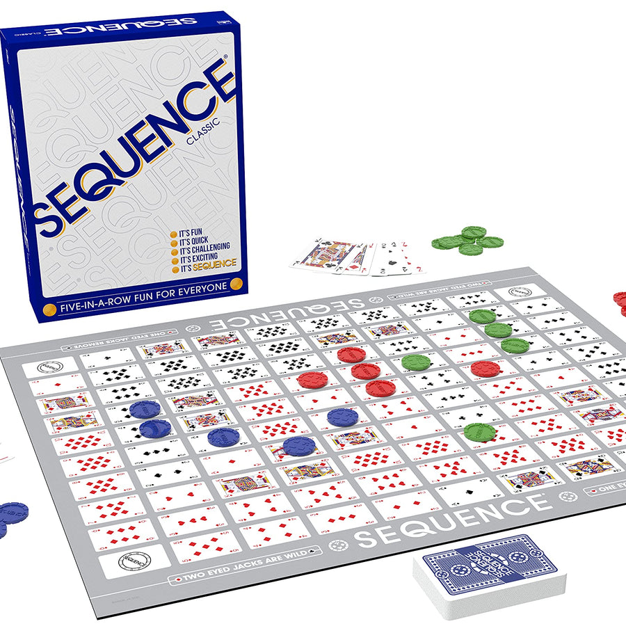 SEQUENCE- Original SEQUENCE Game with Folding Board, Cards and Chips by Jax ( Packaging may Vary ) White, 10.3" x 8.1" x 2.31"