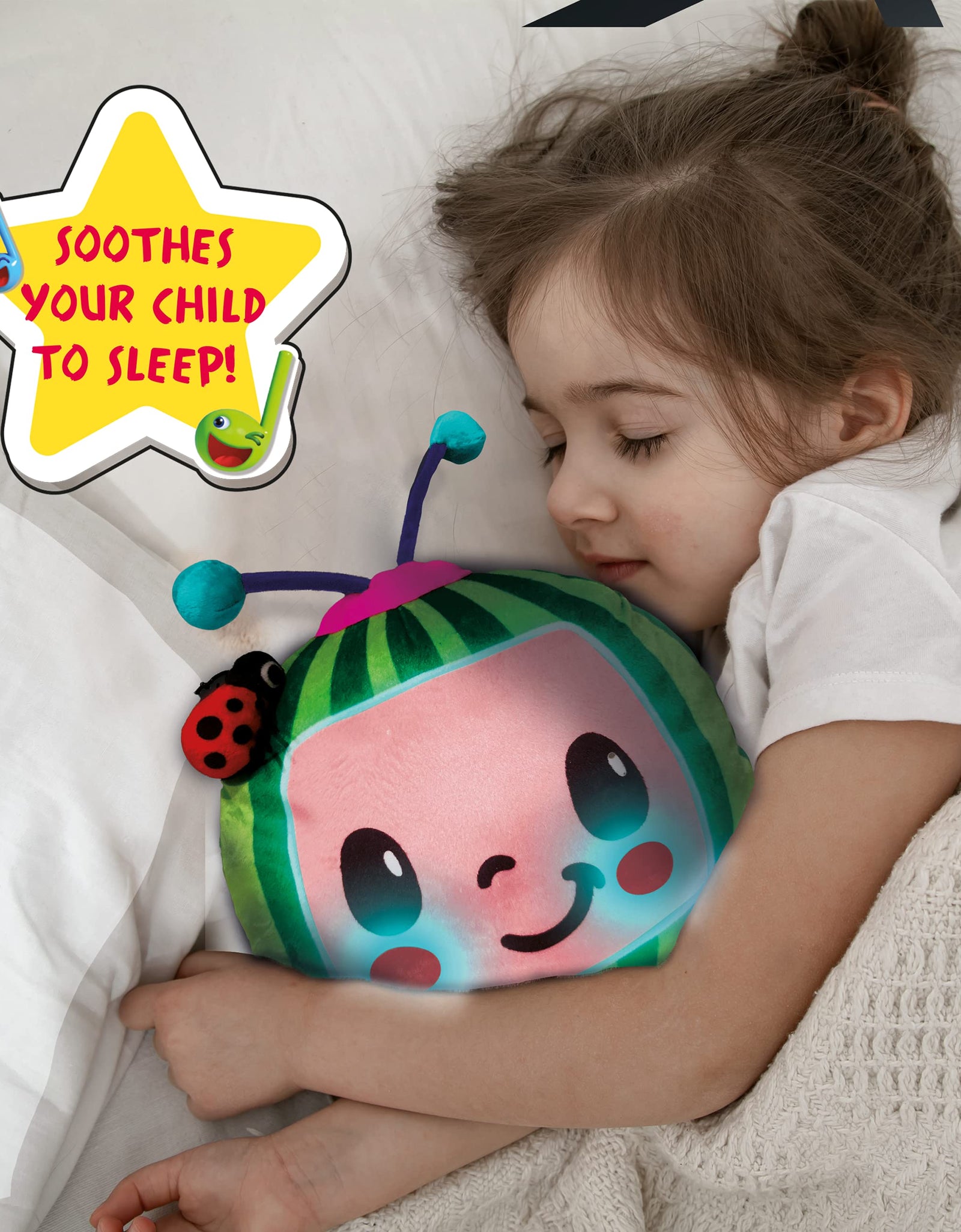 WOW! PODS Stuff CoComelon Toys Musical Sleep Soother | Pre-School Learning Plush Toy That Plays 6 Bedtime Songs Plus Night Light | for Toddlers, Girls and Boys | Ages 2+