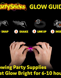 PartySticks Glow Party Skeleton Kit Party Favors for Kids - 24pk Glow in The Dark Party Decorations with 15 Glow Sticks, 3 Skeletons, 3 Spider Rings, and 3 Glow Bracelet Connectors
