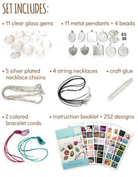 Hapinest Jewelry Making Kit for Girls Arts and Crafts Gifts Ages 8 9 10 11 12 Years Old - 11 Charm Pendants, 9 Necklaces, 2 Bracelets
