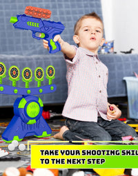 Shooting Games Toy Gift for Age 4, 5, 6, 7, 8, 9, 10+ Years Old Kids, Glow in The Dark Boy Toy Floating Ball Targets with Foam Dart Toy Blaster, 10 Balls 5 Targets, Compatible with Nerf Toy Blaster
