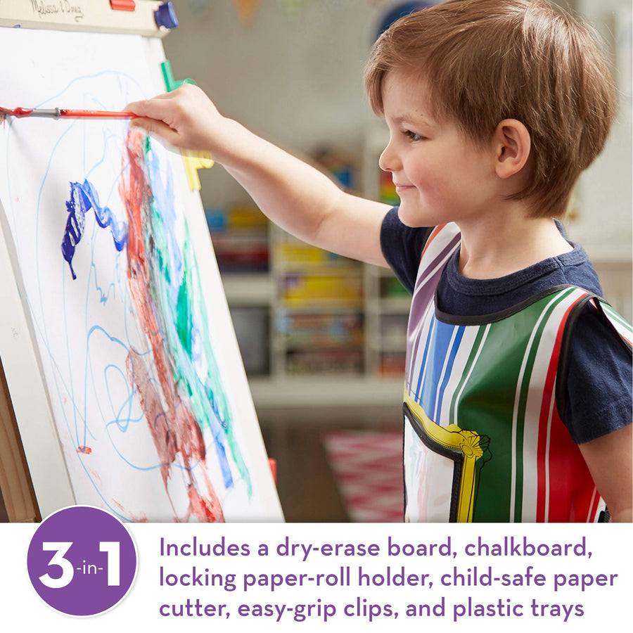 Melissa & Doug Deluxe Standing Art Easel - Dry-Erase Board, Chalkboard, Paper Roller