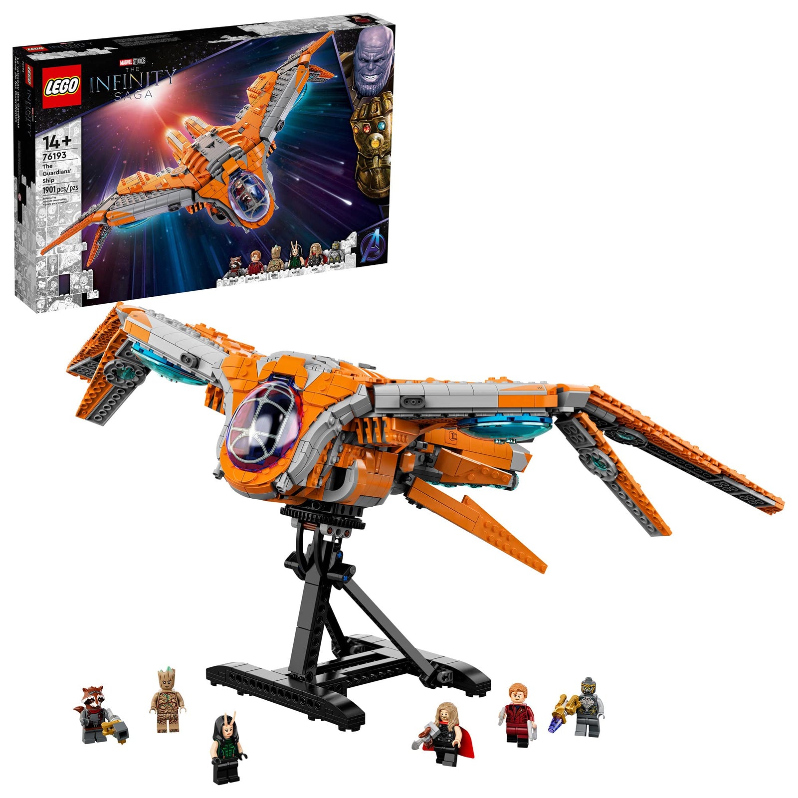 LEGO Marvel The Guardians’ Ship 76193 Space Battleship Building Kit; 6 Minifigures Include Star-Lord and Thor; New 2021 (1,901 Pieces)