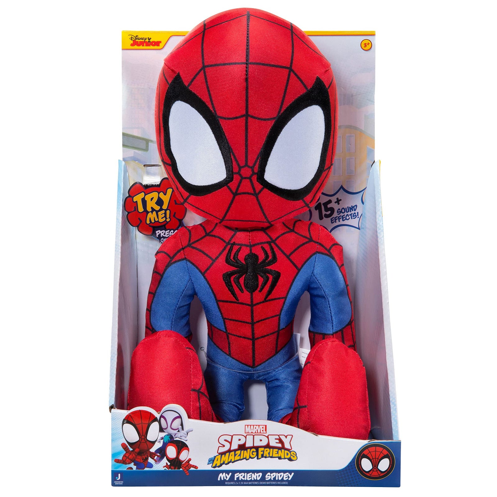 Spidey and His Amazing Friends - My Friend 16” Plush with Sounds - Toys for Kids Ages 3 and Up - Featuring Your Friendly Neighborhood,SNF0050