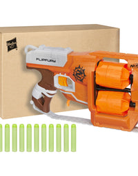 NERF Zombie Strike FlipFury Blaster -- 2 Flipping 6-Dart Drums -- Fire 6 Darts, Flip, Fire 6 More -- 12 Zombie Strike Elite Darts
