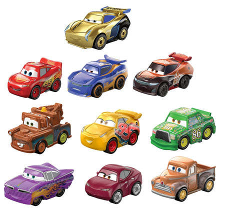 Disney and Pixar Cars Mini Racers Derby Racers Series 10-Pack, Small Metal Movie Vehicles for Competition and Story Play, Wide Character Variety, Authentic Details