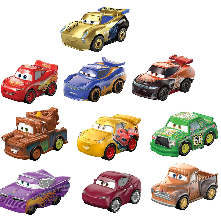 Disney and Pixar Cars Mini Racers Derby Racers Series 10-Pack, Small Metal Movie Vehicles for Competition and Story Play, Wide Character Variety, Authentic Details