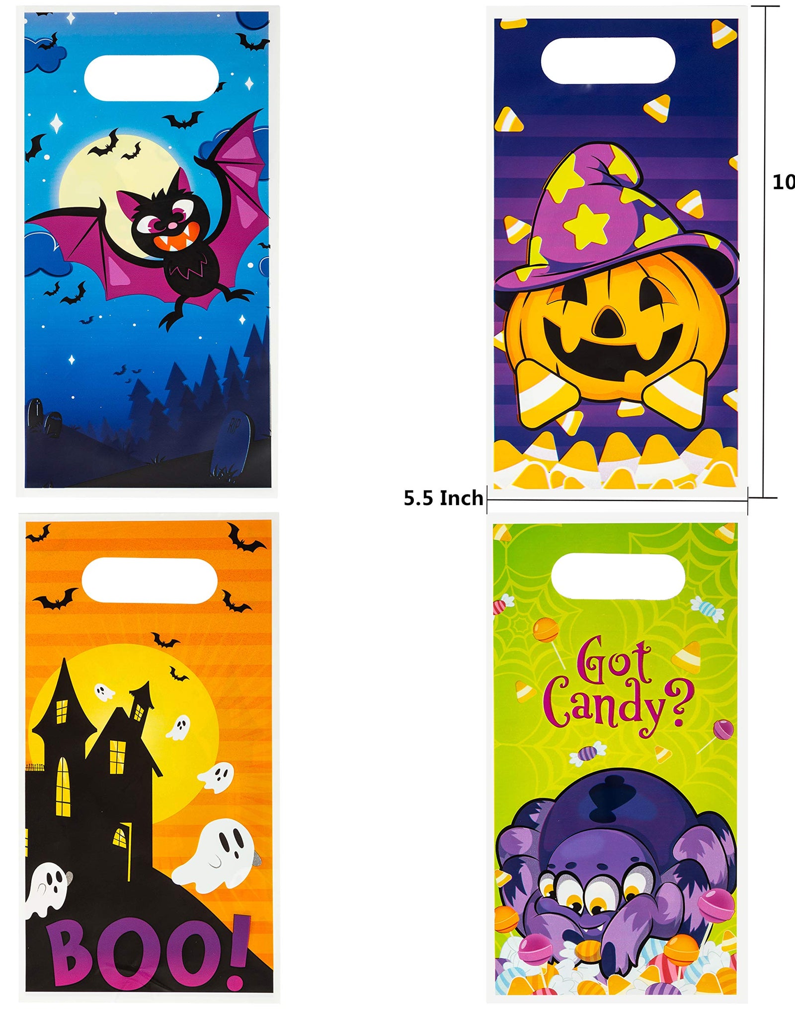 JOYIN 72 Pieces Halloween Trick Or Treat Bags in 4 Designs for Trick-or-Treating, Halloween Party Favors, Event Party Supplies, Halloween Goodie Bags