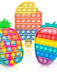 iTechjoy Pop Fidget Toys It 3 Pack for Kids and Adults, Push Bubble Its Sensory Pop Fidget Toy for Autism ADHD ADD to Relieve Stress, Pop Pop Bulk of Rainbow Ice Cream & Strawberry & Pineapple Shapes
