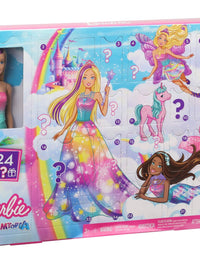 Barbie Dreamtopia Advent Calendar: Blonde Doll, 3 Fairytale Doll Fashions, 10 Accessories and 10 Storytelling Pieces Including 3 Pets, for 3 to 7 Years Old
