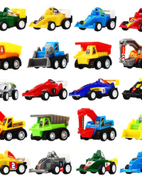 Pull Back Car, 20 Pcs Assorted Mini Truck Toy and Race Car Toy Kit Set, Funcorn Toys Play Construction Vehicle Playset Educational Preschool for Kids Children Party Favors Birthday Game Supplies
