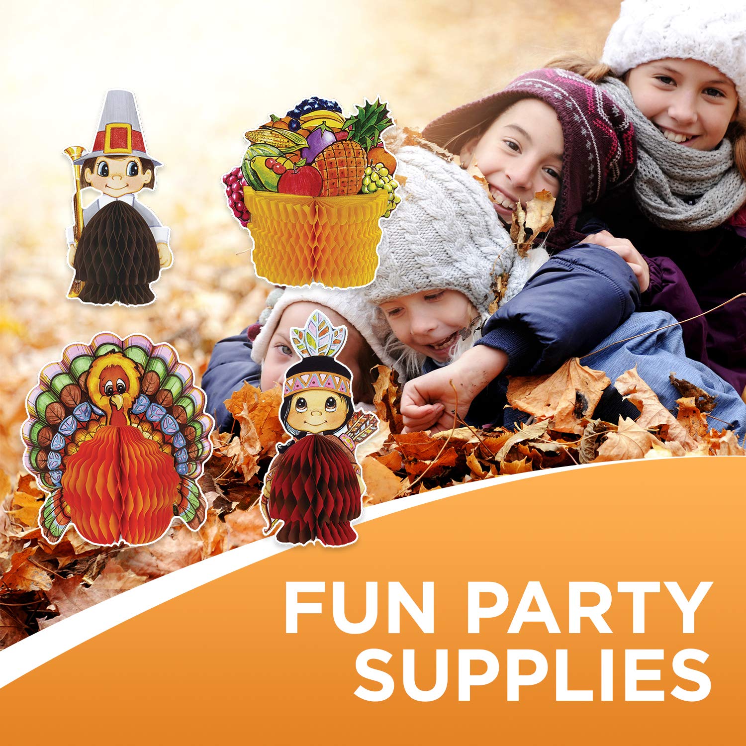 Beistle 4-Pack Decorative Thanksgiving Playmates, 4-Inch-5-Inch