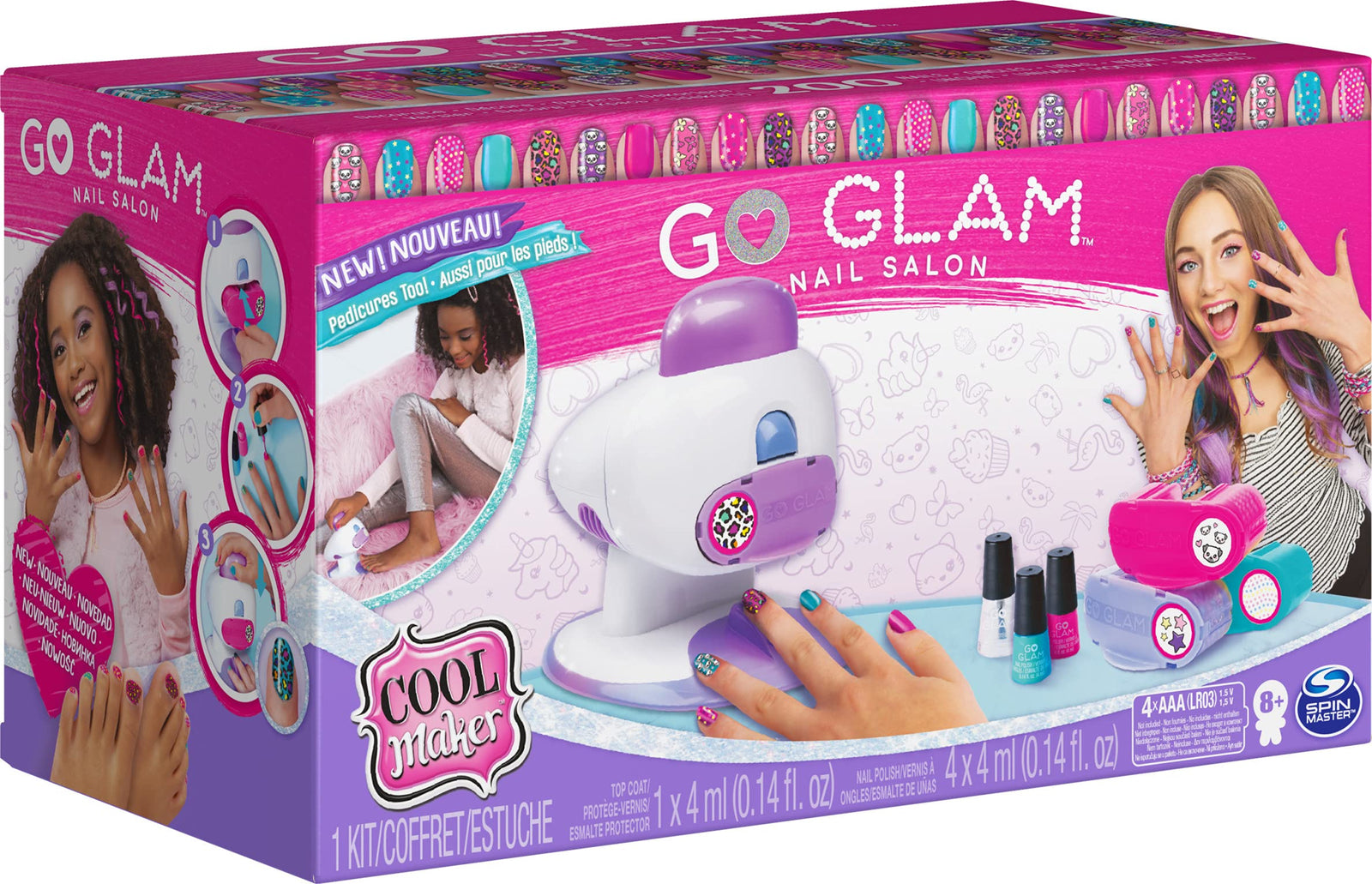 Cool Maker, GO Glam Nail Stamper Deluxe Salon with Dryer for Manicures and Pedicures with 3 Bonus Patterns and 2 Bonus Nail Polishes, Amazon Exclusive