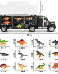 Dinosaur Truck Carrier – Dinosaur Toy for Boys, 12 Dinosaur Toys Playset – Toy Dinosaurs for Boys Age 3 & Up with More Dinosaur Figures, Dinosaur Trucks for Boys Toys Age 4-5, 6, 7 Years Old
