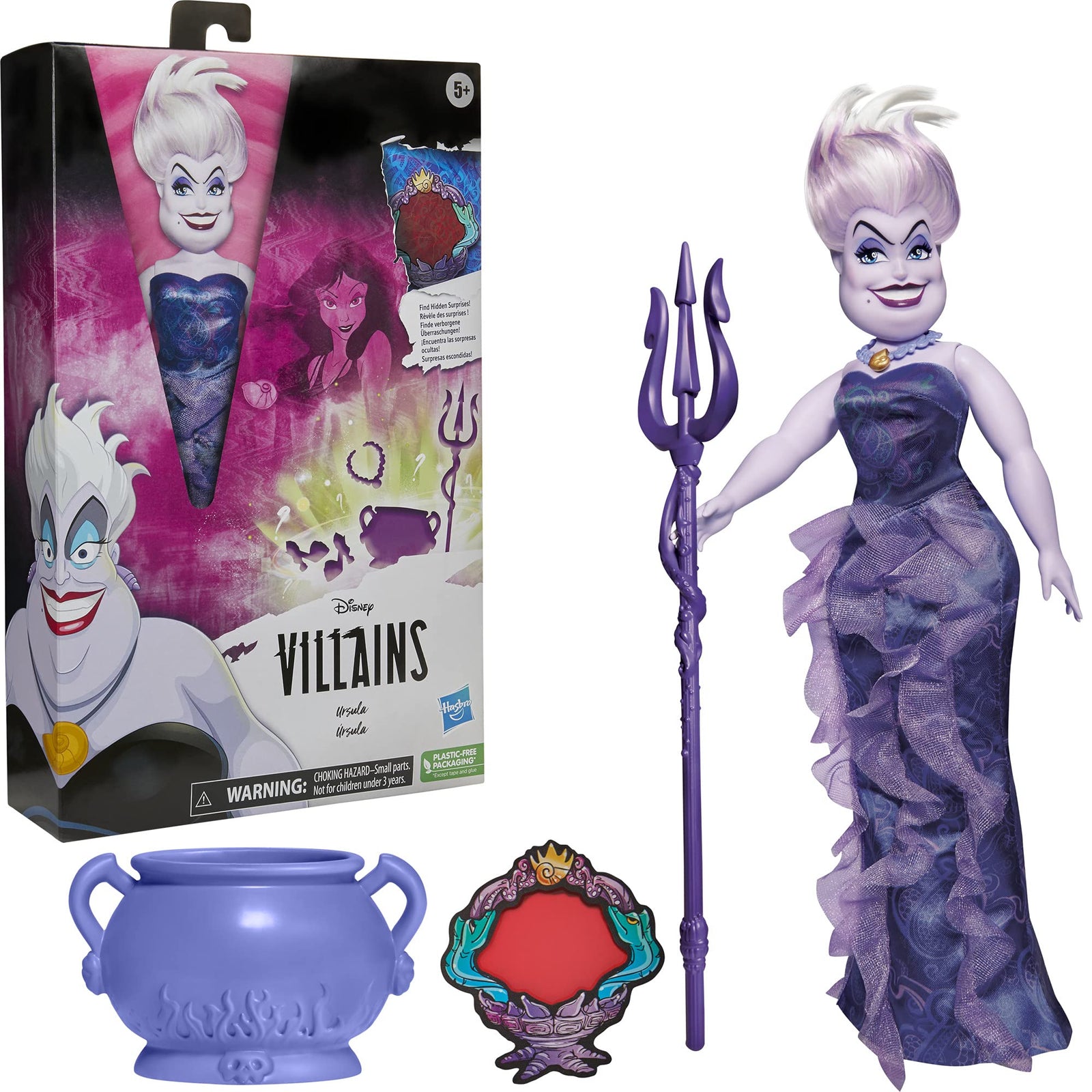 Disney Villains Ursula Fashion Doll, Accessories and Removable Clothes, Disney Villains Toy for Kids 5 Years Old and Up