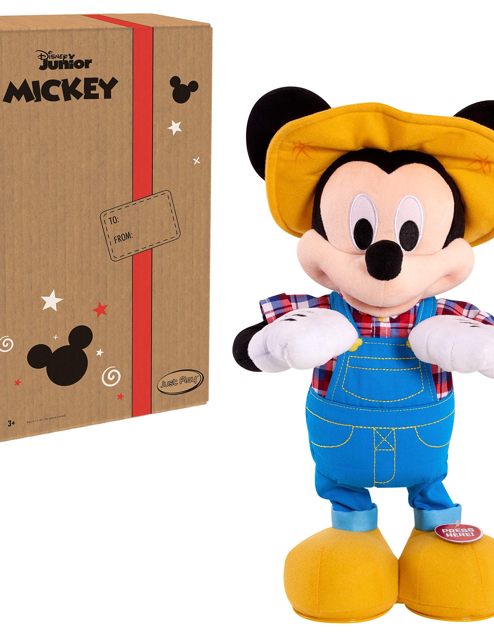 Disney Junior E-I-Oh! Mickey Mouse, Interactive Plush Toy, Sings "Old MacDonald" and Plays “What Animal Sound is That?” Game, by Just Play