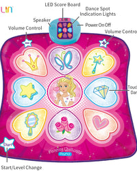 SUNLIN Dance Mat - Dance Mixer Rhythm Step Play Mat - Dance Game Toy Gift for Kids Girls Boys - Dance Pad with LED Lights, Adjustable Volume, Built-in Music, 3 Challenge Levels (35.4"X36.6")
