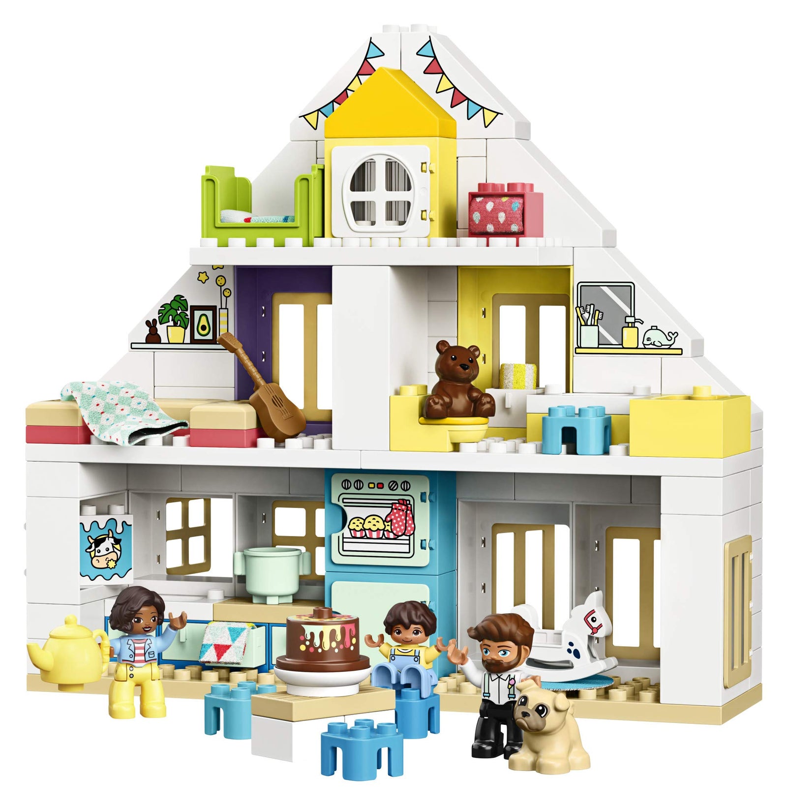 LEGO DUPLO Town Modular Playhouse 10929 Dollhouse with Furniture and a Family, Great Educational Toy for Toddlers (130 Pieces)