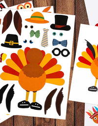 Make-A-Turkey Stickers Thanksgiving Party Games/Favors/Supplies - Set Of 36
