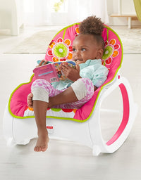 Fisher-Price Infant-to-Toddler Rocker Floral Confetti, stationary baby seat and rocking chair with toys
