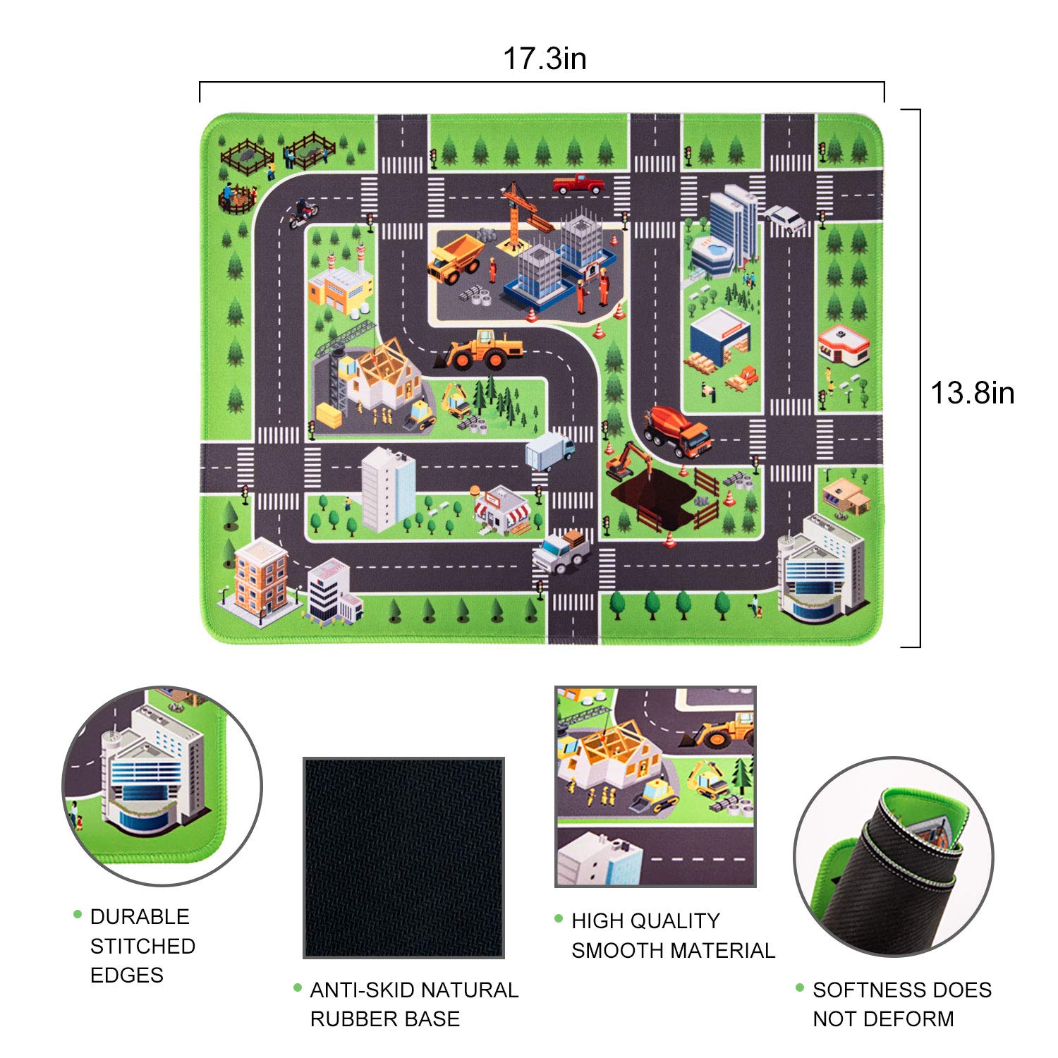 Construction Toys with Play Mat, Engineering Vehicles Set Include 6 Construction Trucks, 4 Road Signs, 14" x 18" Playmat, Pull Back Car Toys, Toys for 3 4 5 Year Old Boys Toddle Kid