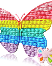 Giociiol 15.7 Inch, Jumbo Push Pop Fidget Packs, Big Size Butterfly Pop Fidget Toy, Rainbow Simple Dimple Fidget Toy, Large Super Big Huge Pop Pops it Anti-Anxiety Tool for Kids and Adult (2PCS)
