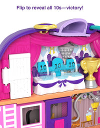 Polly Pocket Jumpin’ Style Pony Compact with Horse Show Theme, Micro Polly Doll & Friend, 2 Horse Figures (1 with Saddle & Tail Hair), Fun Features & Surprise Reveals, Great Gift for Ages 4 & Up
