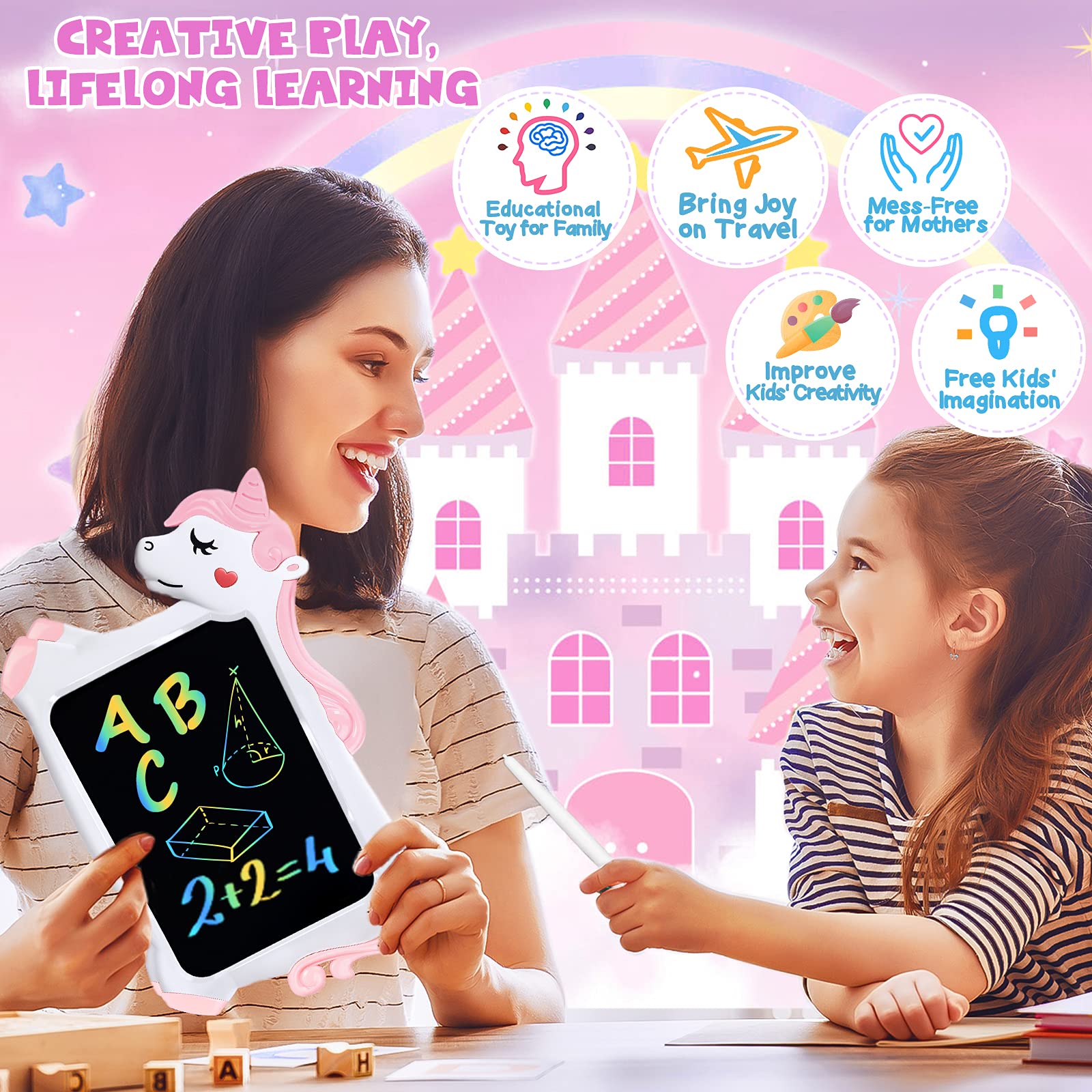 Unicorn Toy Gifts for Girls Boys - LCD Writing Tablet for Kids | 10"Colorful Toddler Gift Toy for 3+4 5 6 7 8 Year Old Girl Boy | Reusable Doodle Drawing Board Pad | Educational Learning Birthday Gift
