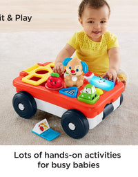 Fisher-Price Laugh & Learn Pull & Play Learning Wagon, pull-toy wagon with music, lights, and learning songs for babies & toddlers ages 6-36 months [Amazon Exclusive]
