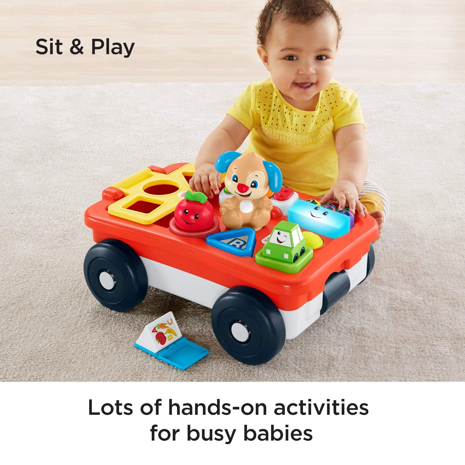 Fisher-Price Laugh & Learn Pull & Play Learning Wagon, pull-toy wagon with music, lights, and learning songs for babies & toddlers ages 6-36 months [Amazon Exclusive]