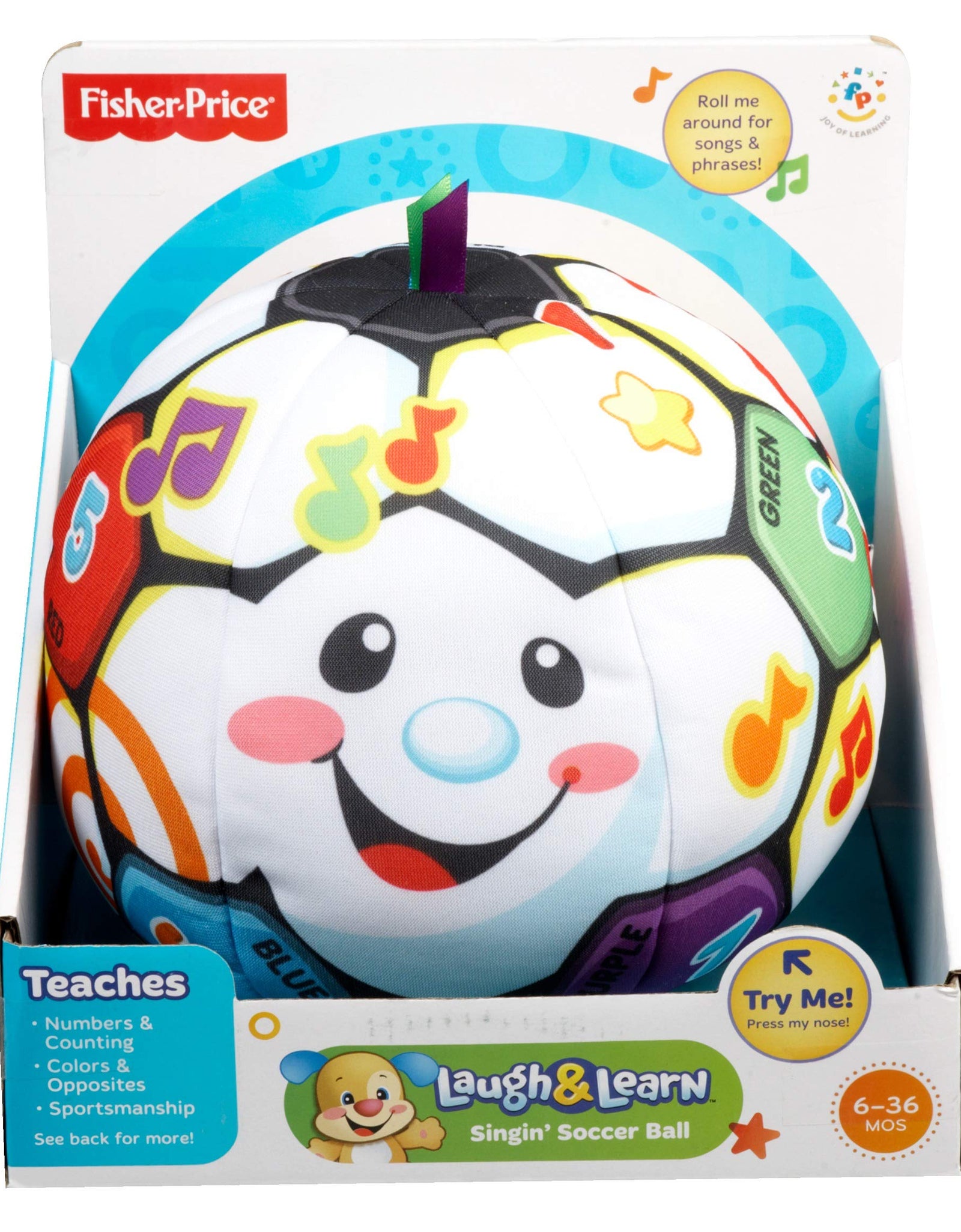 Fisher-Price Laugh & Learn Singin' Soccer Ball, Multicolor