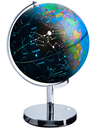 USA Toyz Illuminated Globe of The World with Stand - 3in1 World Globe, Constellation Globe Night Light, and Globe Lamp with Built-in LED, Easy to Read Texts, and Non-Tip Base, 13.5 Inch Tall
