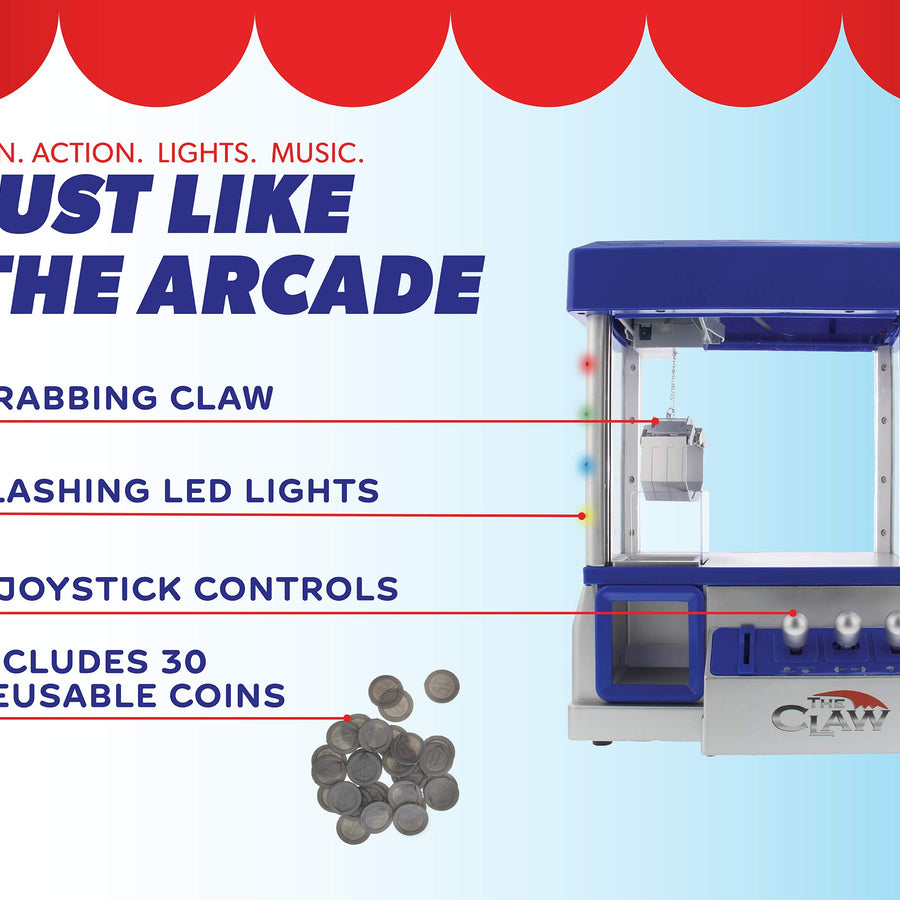 Mini Claw Machine For Kids – The Claw Toy Grabber Machine is Ideal for Children and Parties, Fill with Small Toys and Candy – Claw Machines Feature LED Lights, Loud Sound Effects and Coins