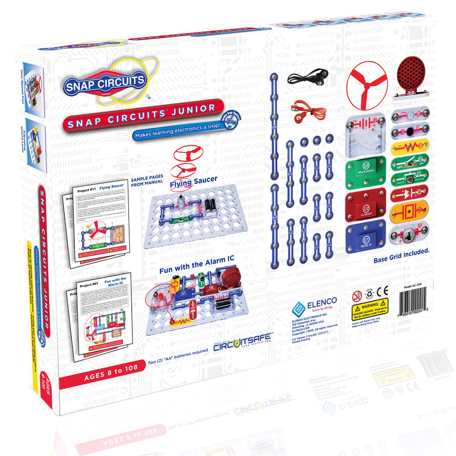 Elenco Snap Circuits Jr. SC-100 Electronics Exploration Kit, Over 100 Projects, Full Color Project Manual, 30 + Snap Circuits Parts, STEM Educational Toy for Kids 8 + , Black