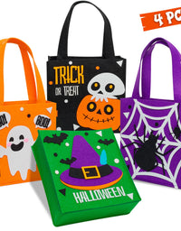 4 Pack Candy Felt Holder Halloween Bags Trick or Treat Gift Bags for Kids, Halloween Boo Spooky Baskets, Trick or Treating Bags, Halloween Candy Bags, Halloween Snacks Bucket, Halloween Goodie Bags
