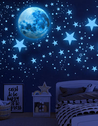 Glow in The Dark Stars for Ceiling,Glow in The Dark Stars and Moon Wall Decals, 1108 Pcs Ceiling Stars Glow in The Dark Kids Wall Decors, Perfect for Kids Nursery Bedroom Living Room(Sky Blue) (Sky Blue)
