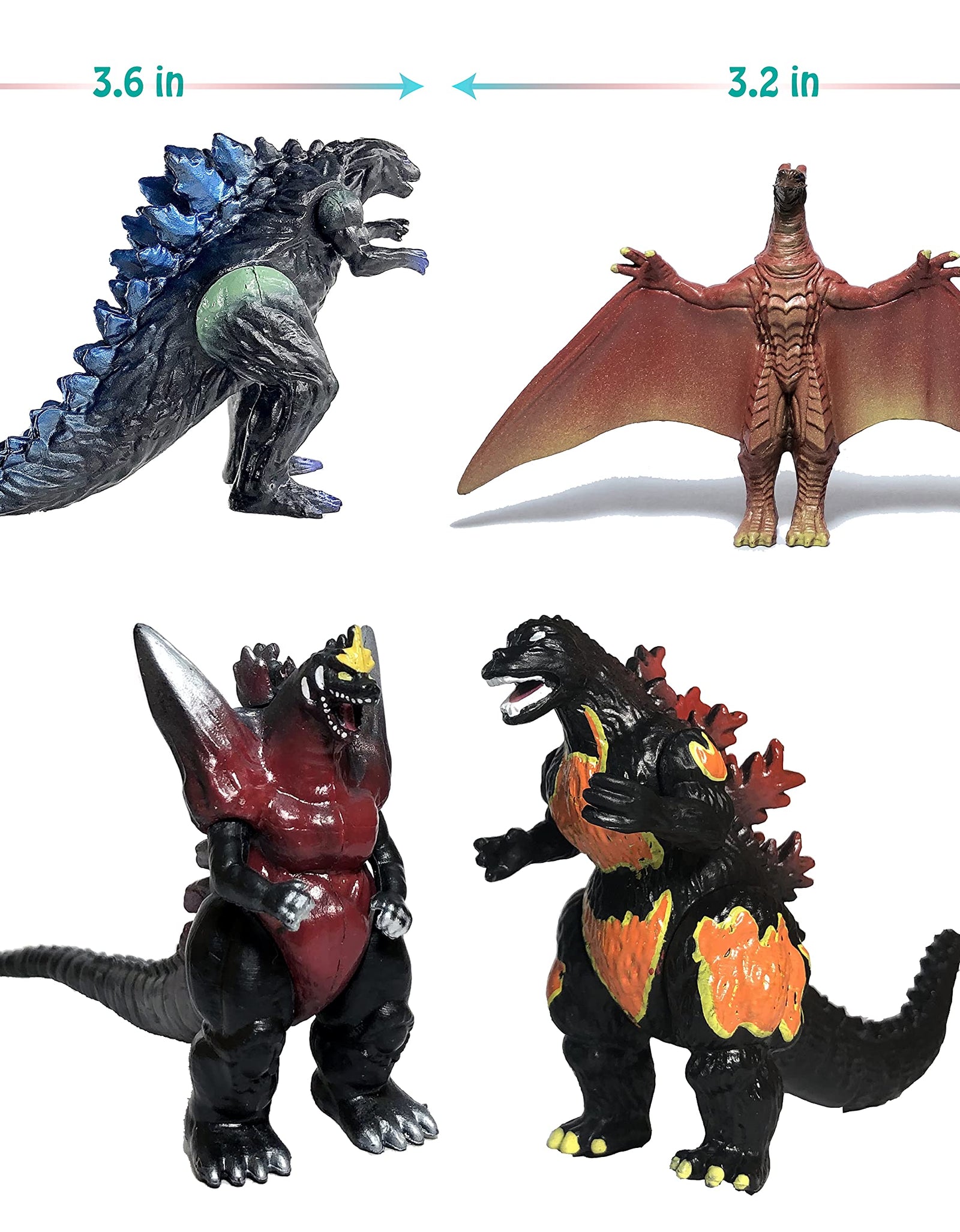 EZFun Set of 10 Godzilla Toys with Carry Bag, Movable Joint Action Figures 2019, King of the Monsters Mini Dinosaur Mothra Imago Burning Heisei Mecha Ghidorah Playsets Kids Birthday Cake Toppers Pack