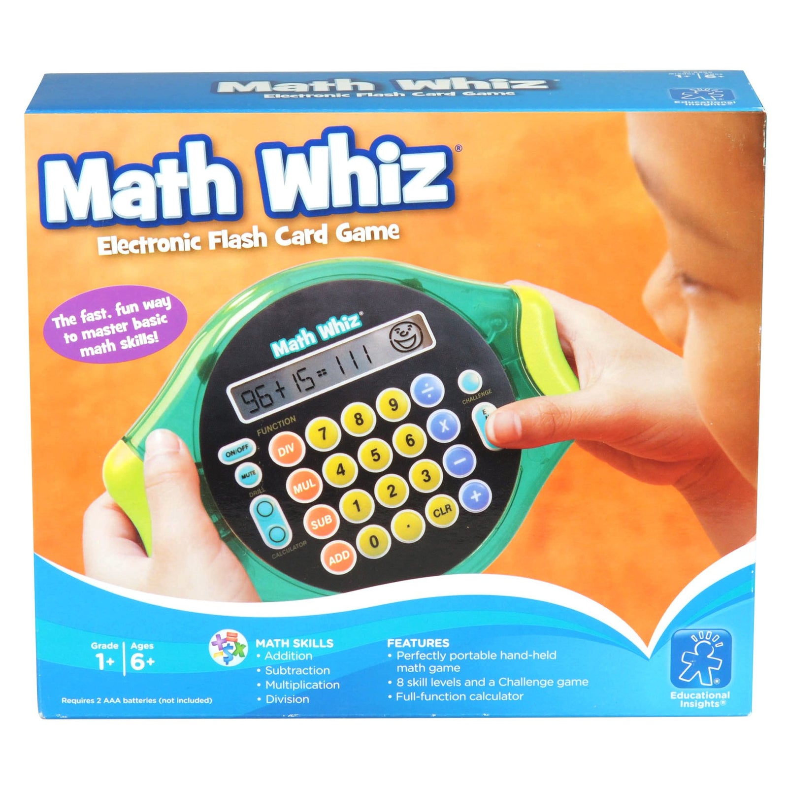 Educational Insights Math Whiz - Electronic Math Game for Kids Ages 6+, Addition, Subtraction, Multiplication & Division, Classroom Supply
