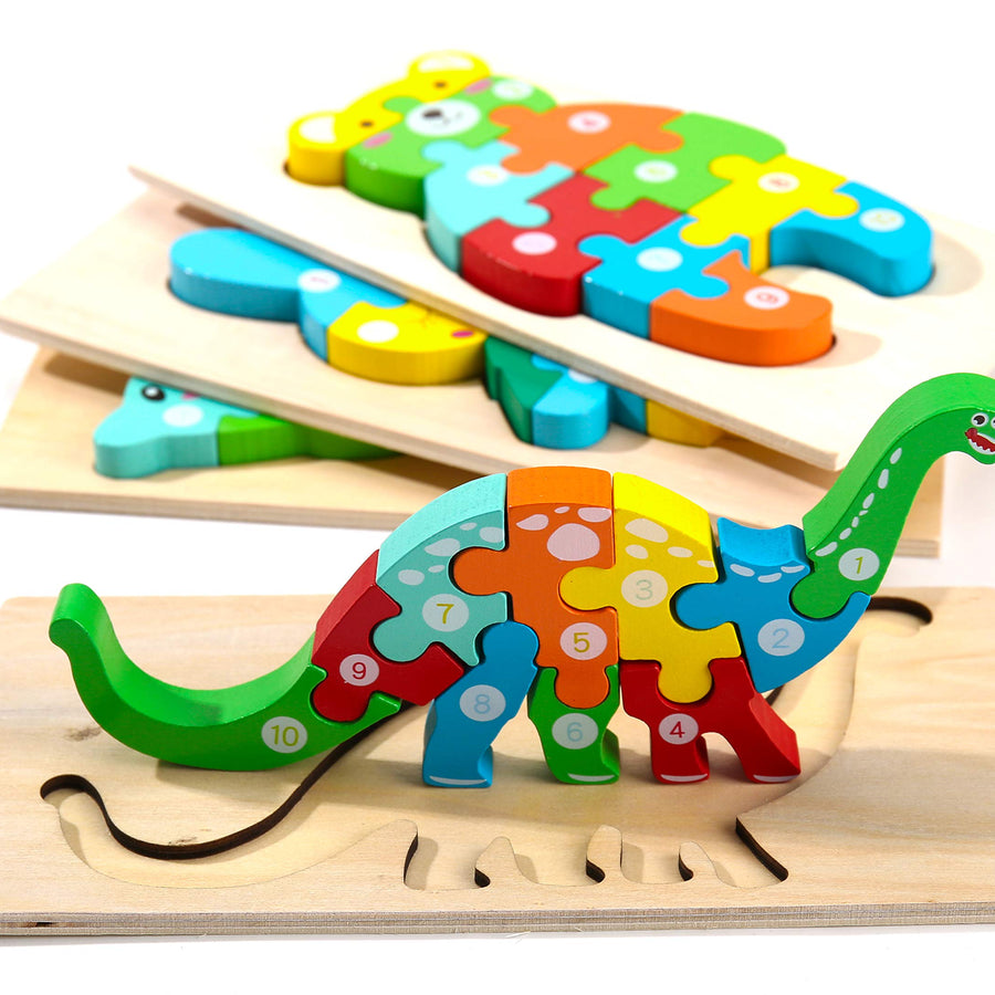 Montessori Mama Wooden Toddler Puzzles for Kids Ages 2-4 | Montessori Toys for Toddlers 2 Years Old | Wooden Puzzles for Toddlers 2-4 Years | 4-Pack Toddler Puzzle Toddler Toys