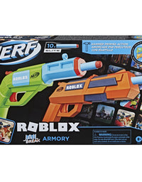 NERF Roblox Jailbreak: Armory, Includes 2 Hammer-Action Blasters, 10 Elite Darts, Code to Unlock in-Game Virtual Item
