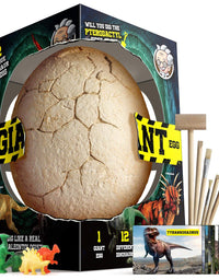 XXTOYS Dino Egg Dig Kit Dinosaur Eggs Jumbo Dino Egg with 12 Different Dinosaur Toys Dino Egg Kit for 5 Kids with 6 Digging Tools Party Archaeology Paleontology Educational Science Gift for Age 3-5
