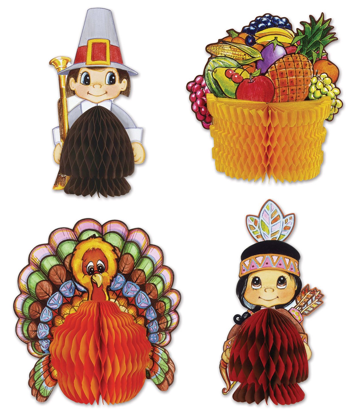 Beistle 4-Pack Decorative Thanksgiving Playmates, 4-Inch-5-Inch