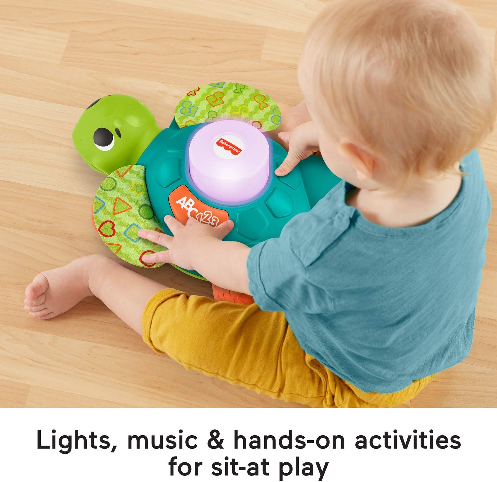 Fisher-Price Linkimals Sit-to-Crawl Sea Turtle, Light-up Musical Crawling Toy for Baby