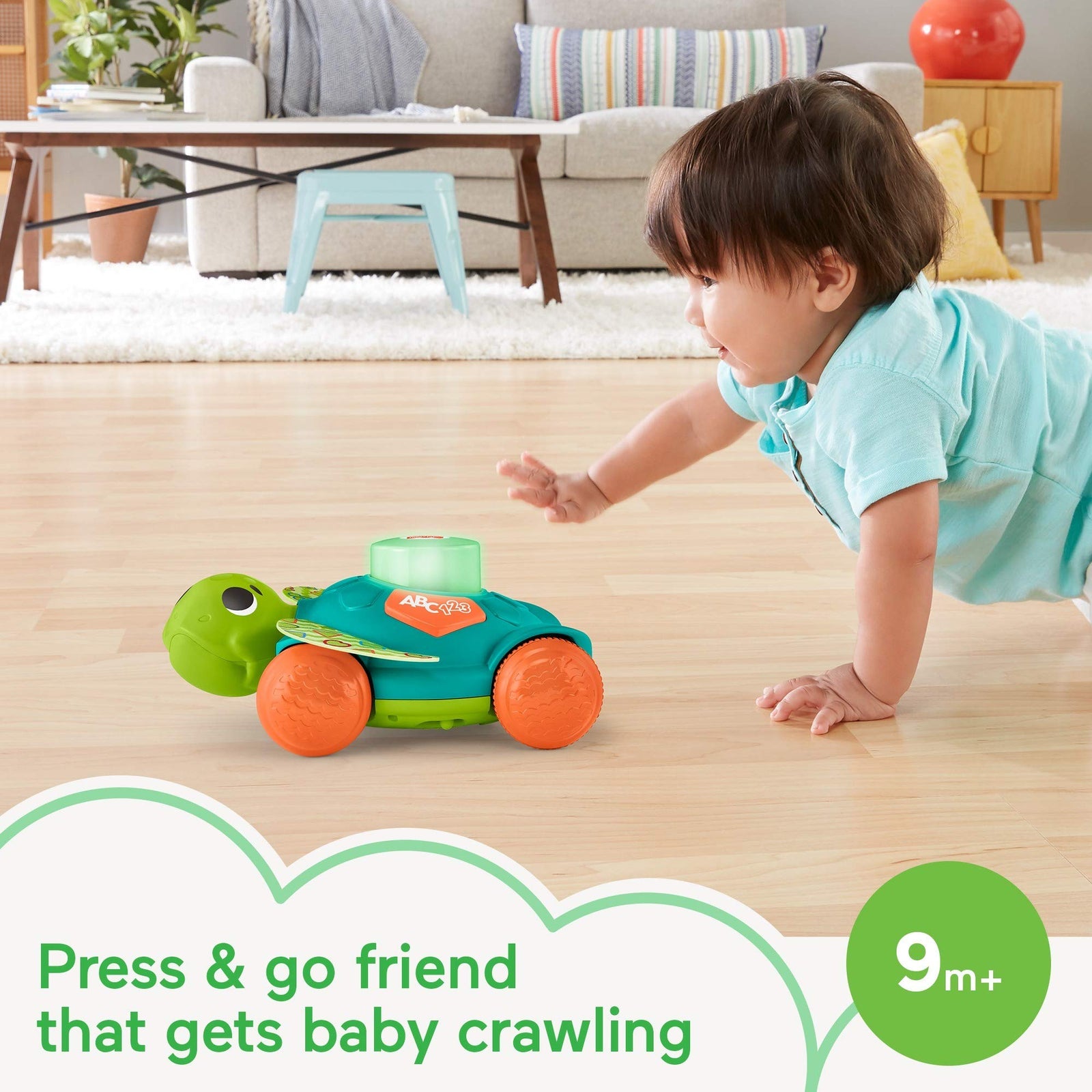 Fisher-Price Linkimals Sit-to-Crawl Sea Turtle, Light-up Musical Crawling Toy for Baby